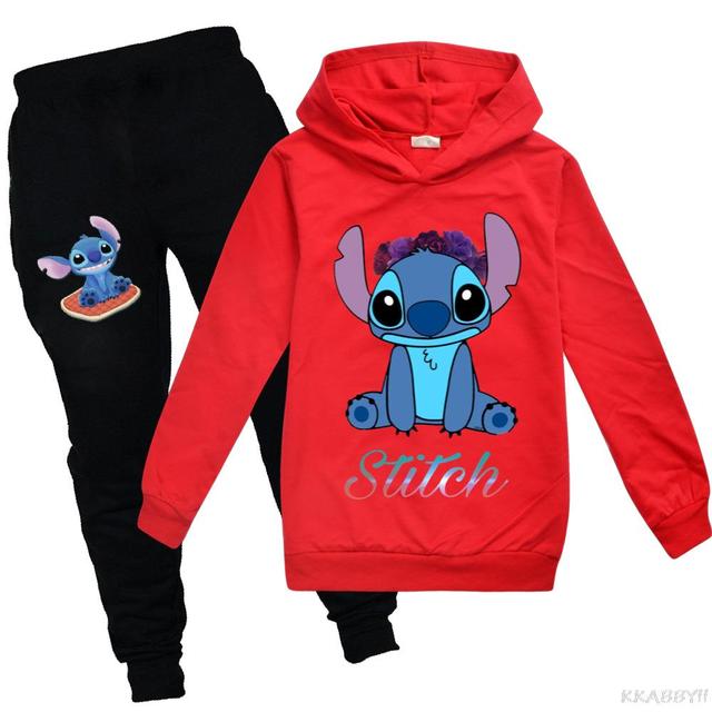 Zestaw odzieży Disney Stitch dla dzieci: bawełniany dres, bluza z kapturem i spodnie - Wianko - 6