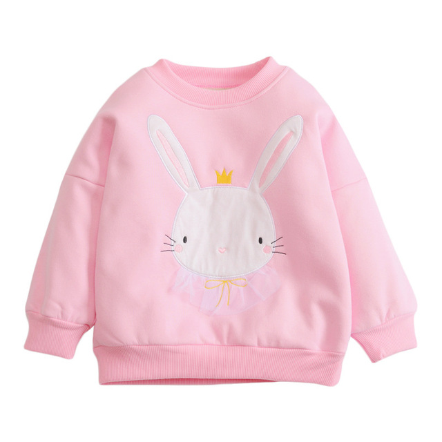Dziecięca bluza z kapturem Little Maven, długie rękawy, aksamitna, haftowana króliczka, różowa, 2-7 lat - Wianko - 5