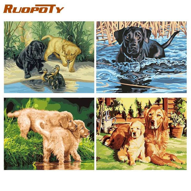 RUOPOTY - Akrylowy ręcznie malowany obrazek dla psów - Zestaw malowania według numerów - Wianko - 1