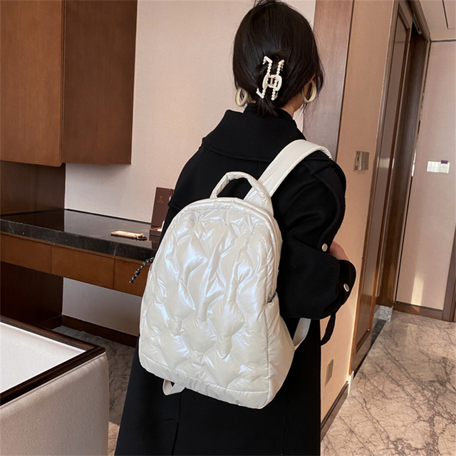 Damski plecak zimowy w nowoczesnym stylu, idealny dla nastolatek, projektantka wzoru w kratkę z diamentowymi elementami - Wianko - 7
