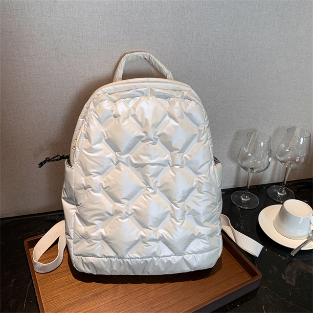 Damski plecak zimowy w nowoczesnym stylu, idealny dla nastolatek, projektantka wzoru w kratkę z diamentowymi elementami - Wianko - 12