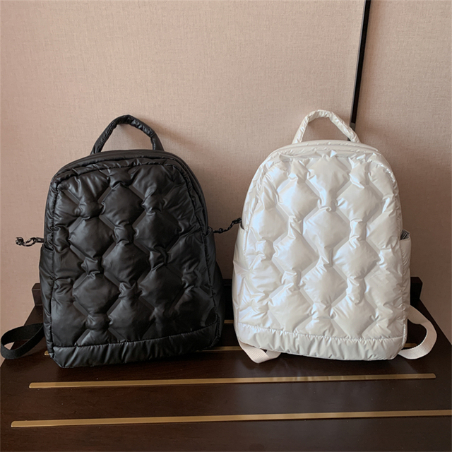 Damski plecak zimowy w nowoczesnym stylu, idealny dla nastolatek, projektantka wzoru w kratkę z diamentowymi elementami - Wianko - 10