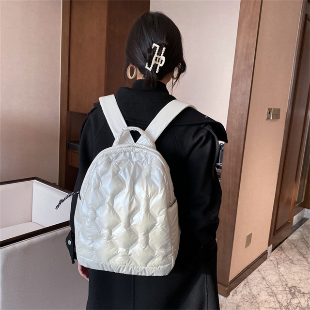Damski plecak zimowy w nowoczesnym stylu, idealny dla nastolatek, projektantka wzoru w kratkę z diamentowymi elementami - Wianko - 6