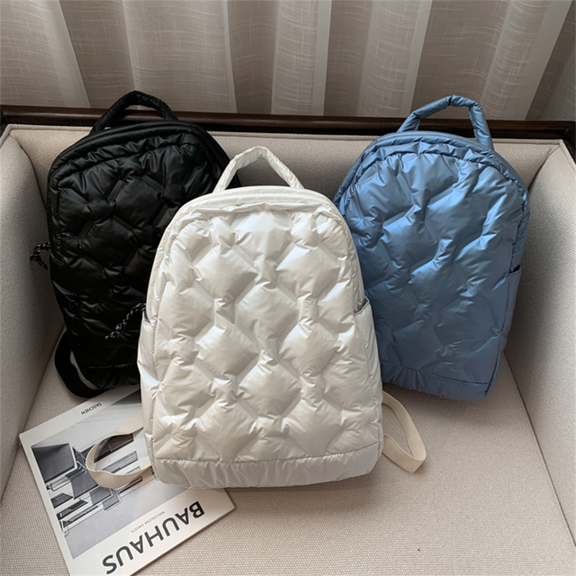 Damski plecak zimowy w nowoczesnym stylu, idealny dla nastolatek, projektantka wzoru w kratkę z diamentowymi elementami - Wianko - 2