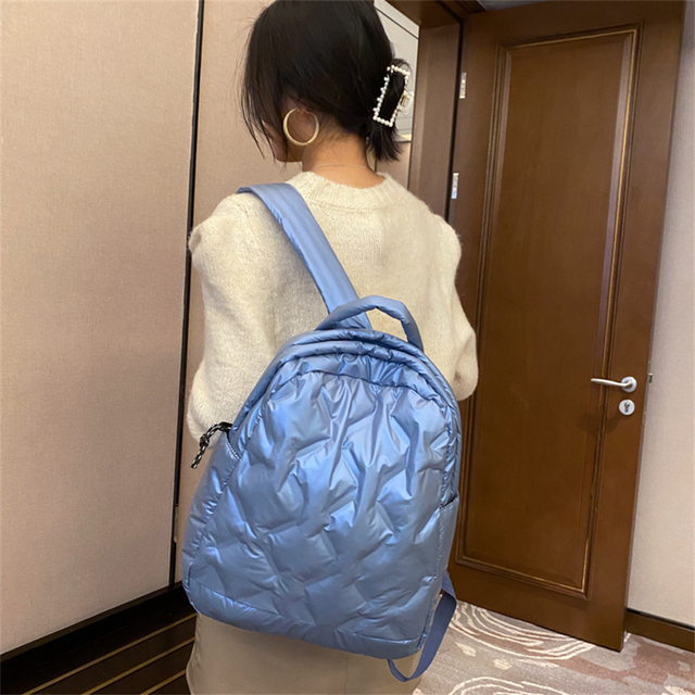 Damski plecak zimowy w nowoczesnym stylu, idealny dla nastolatek, projektantka wzoru w kratkę z diamentowymi elementami - Wianko - 9