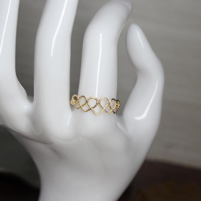 Ręcznie robiony pierścionek serce z biżuterią ze złotym wypełnieniem - Wianko - 6