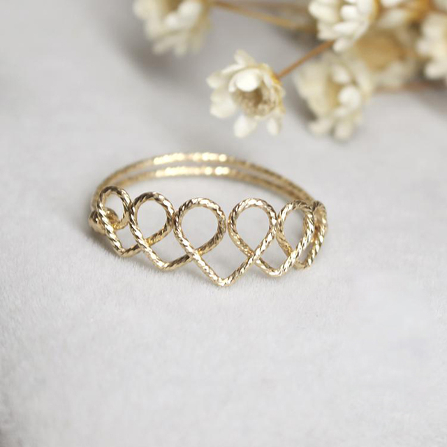 Ręcznie robiony pierścionek serce z biżuterią ze złotym wypełnieniem - Wianko - 4