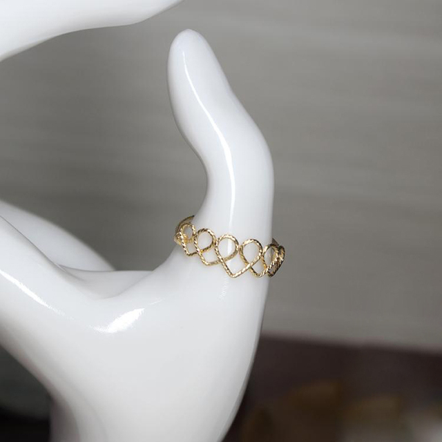 Ręcznie robiony pierścionek serce z biżuterią ze złotym wypełnieniem - Wianko - 5