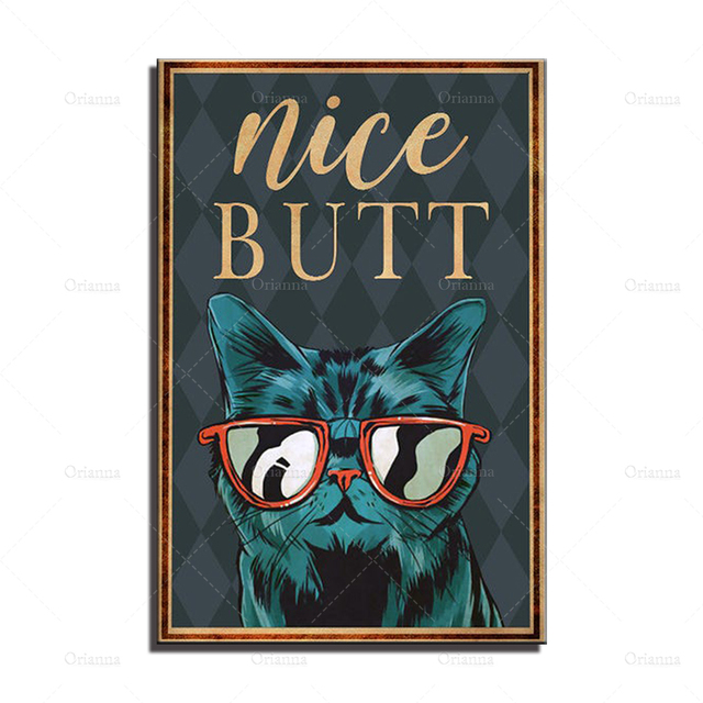Plakat z drukiem na płótnie Fajny kot z uroczym tyłkiem - dekoracja wnętrz dla miłośników kotów i zabawnych motywów - Wianko - 5