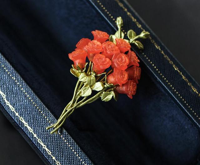 Nowa broszka róża z prawdziwego metalu w kolorze brązowym CSxjd 2021 - Wianko - 8