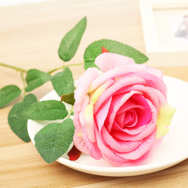 Romantyczna róża sztuczny kwiat jedwabny 10CM czerwony różowy DIY - Wianko - 1