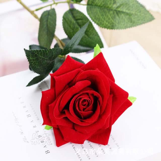 Romantyczna róża sztuczny kwiat jedwabny 10CM czerwony różowy DIY - Wianko - 7