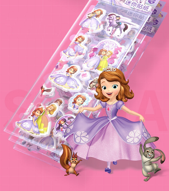12 sztuk naklejek 3D Disney mrożone Mickey Minnie księżniczka Bubble Cartoon dzieci zabawki - Wianko - 8