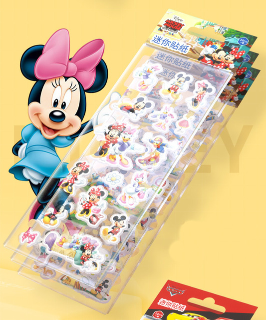 12 sztuk naklejek 3D Disney mrożone Mickey Minnie księżniczka Bubble Cartoon dzieci zabawki - Wianko - 5