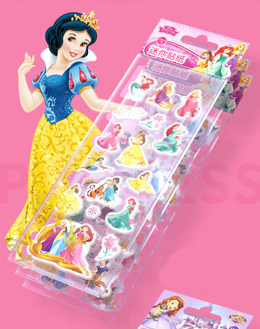 12 sztuk naklejek 3D Disney mrożone Mickey Minnie księżniczka Bubble Cartoon dzieci zabawki - Wianko - 7