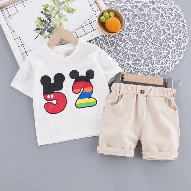 Zestaw letnich ubrań dla chłopców 1-4 lat: T-shirt i spodnie z nadrukiem w gwiazdki - Wianko - 3