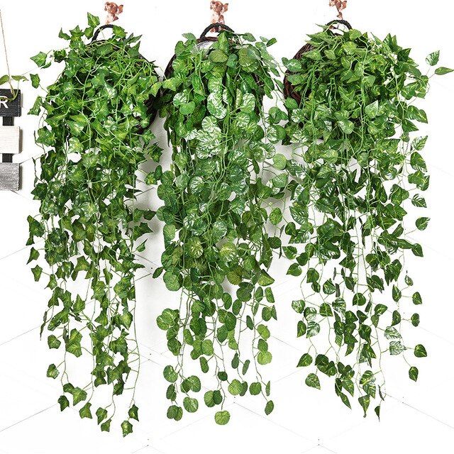 Sztuczne pnącze zielonego bluszczu o długości 90 cm - girlanda z liśćmi winogron, idealna dekoracja na wesele i do ogrodu - Wianko - 1