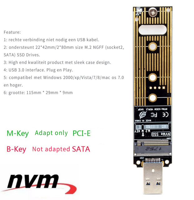 Karta adaptera USB 3.0 do zewnętrznego dysku SSD M.2 Nvme M, klucz M, 80 mm - Wianko - 9