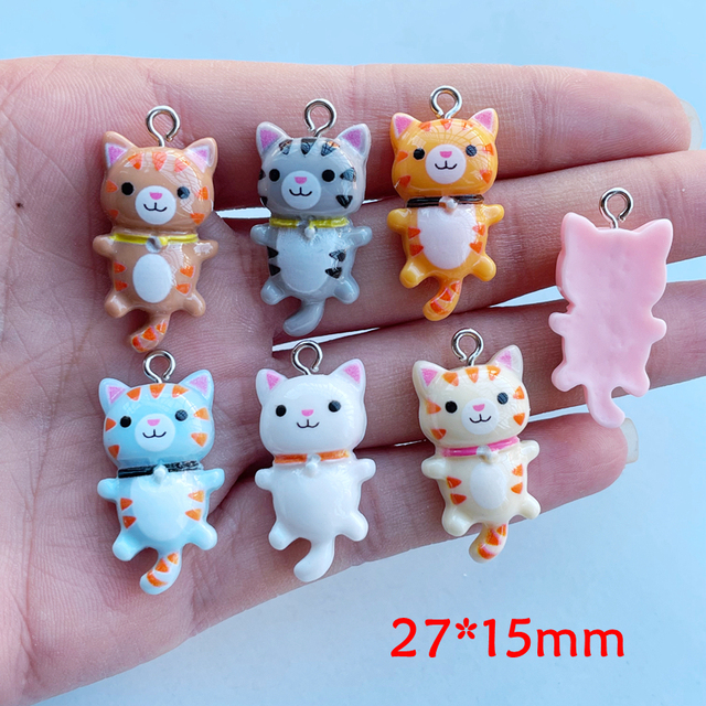 Kot żywica wisiorek z miniaturą Cute Cartoon Mini zwierząt, Kawaii DIY akcesoria dekoracyjne - Wianko - 1