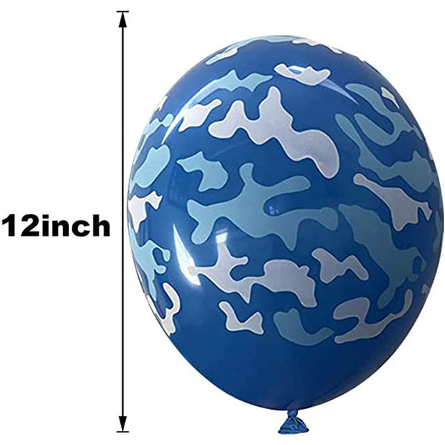 100 sztuk niebieskich balonów Camo 12 cali - idealne do dekoracji morsko-błękitnym motywem wojskowym na urodziny dzieci - Wianko - 4
