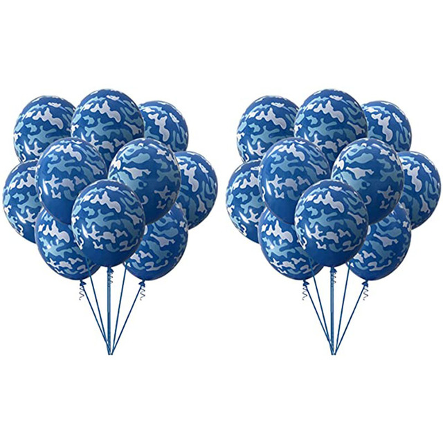 100 sztuk niebieskich balonów Camo 12 cali - idealne do dekoracji morsko-błękitnym motywem wojskowym na urodziny dzieci - Wianko - 3
