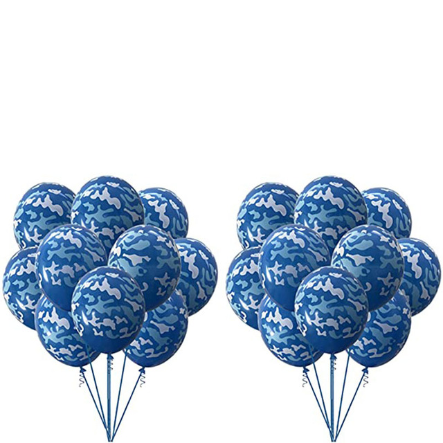 100 sztuk niebieskich balonów Camo 12 cali - idealne do dekoracji morsko-błękitnym motywem wojskowym na urodziny dzieci - Wianko - 5