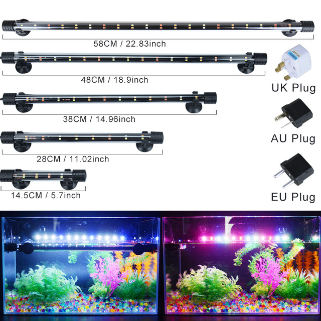 Oświetlenie podwodne LED do akwarium, wodoodporne, dla roślin, 14-58CM, 220V - Wianko - 1