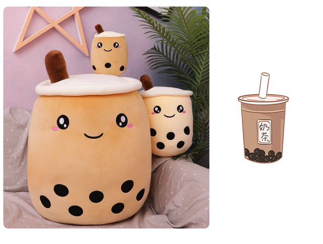 Pluszowe zabawki Bubble Tea dla dzieci - słodkie żywności i kubki z herbatą mleczną, miękkie Boba owoce Kawaii - prezent urodzinowy - Wianko - 2