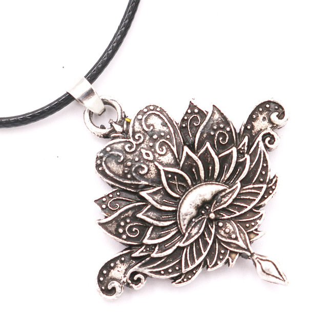 Kwiatowy naszyjnik ze skórzanym łańcuszkiem Vintage Mandala Lotus - Wianko - 1