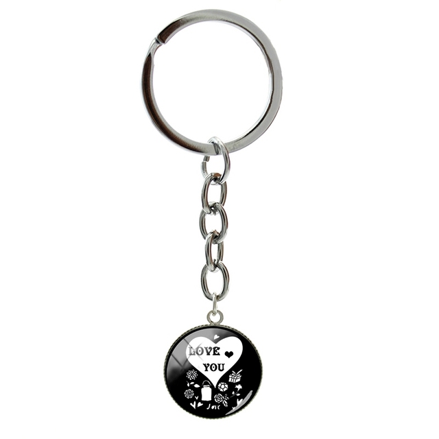 Breloczek na klucze ze szklanym wisiorkiem z romantycznymi sercami, czarny kolor, 20mm - Wianko - 9
