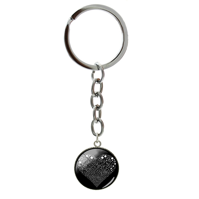 Breloczek na klucze ze szklanym wisiorkiem z romantycznymi sercami, czarny kolor, 20mm - Wianko - 10