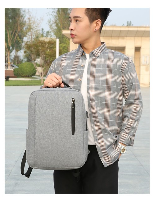 Męski plecak na laptopa 15.6 cala - nowość 2021, prosty design, duża pojemność - Wianko - 12
