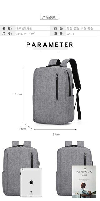 Męski plecak na laptopa 15.6 cala - nowość 2021, prosty design, duża pojemność - Wianko - 7