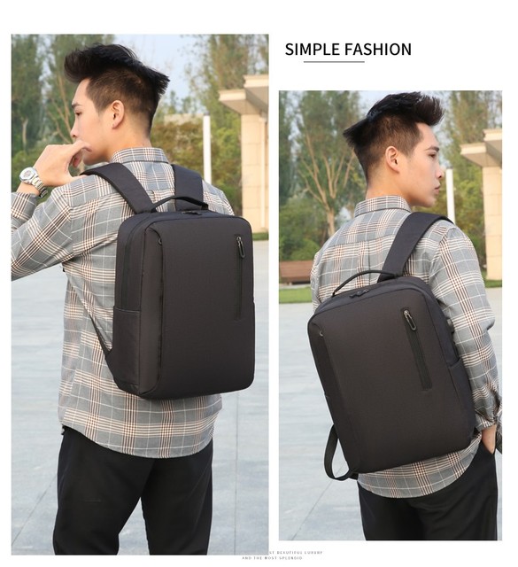 Męski plecak na laptopa 15.6 cala - nowość 2021, prosty design, duża pojemność - Wianko - 19