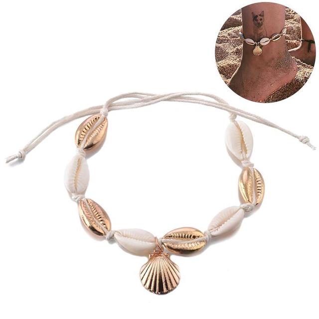 Obrączki Shell dla kobiet - biżuteria na stopy Summer Beach - bransoletka (uczyń nazwę dyskretnie i schludnie, jednocześnie wyrażając kluczowe informacje) - Wianko - 1