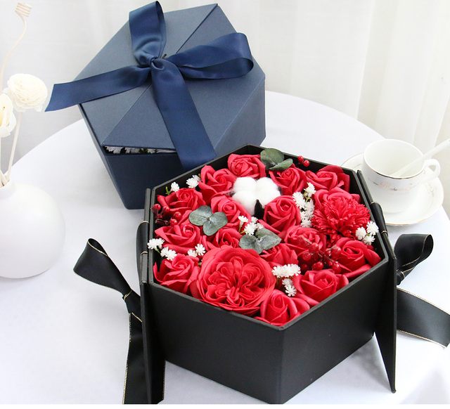 Kreatywne sześciokątne pudełko na prezent urodzinowy w motywie bawełny róża piwonia - Wianko - 13
