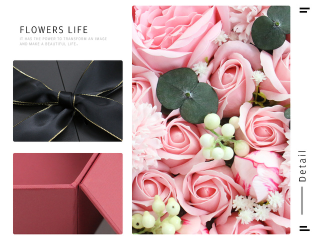 Kreatywne sześciokątne pudełko na prezent urodzinowy w motywie bawełny róża piwonia - Wianko - 6
