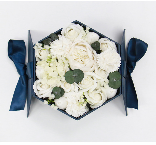 Kreatywne sześciokątne pudełko na prezent urodzinowy w motywie bawełny róża piwonia - Wianko - 9