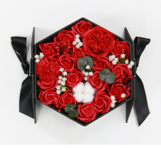 Kreatywne sześciokątne pudełko na prezent urodzinowy w motywie bawełny róża piwonia - Wianko - 10
