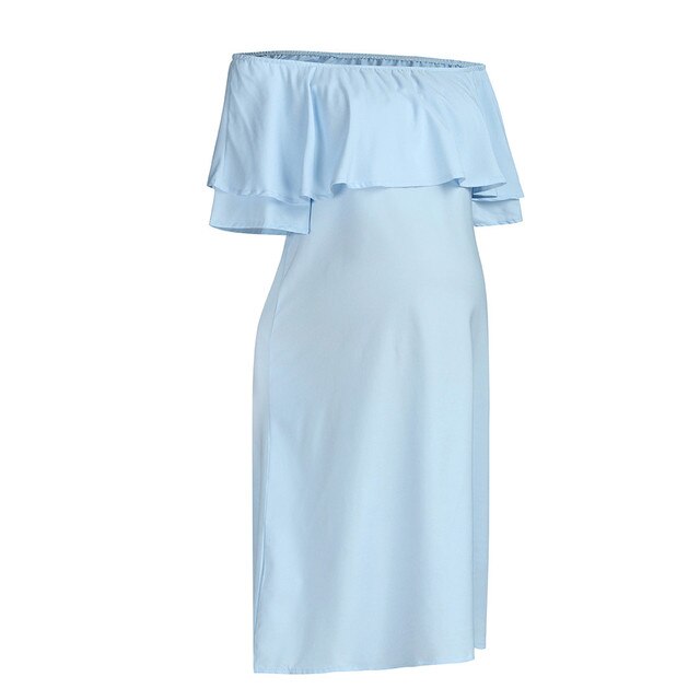 Sukienka letnia dla kobiet w ciąży, odsłonięte ramiona, jednolity kolor, stylizacja 2021 - Wianko - 5