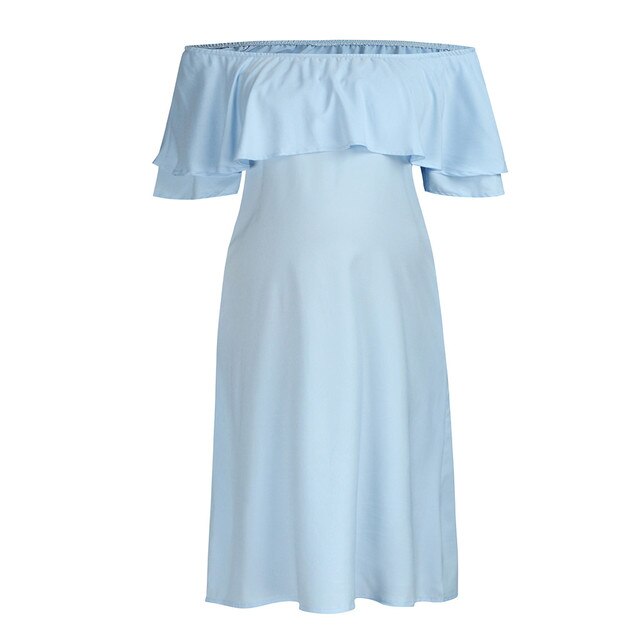 Sukienka letnia dla kobiet w ciąży, odsłonięte ramiona, jednolity kolor, stylizacja 2021 - Wianko - 3