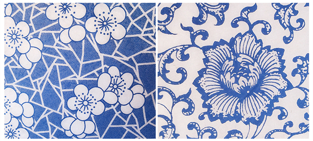 Naklejka ceramiczna z kolorowym podszkliwnym wzorem kwiatowym w stylu Jingdezhen, biało-niebieska - 47*35cm - Wianko - 4