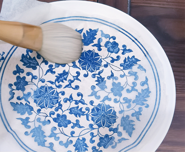 Naklejka ceramiczna z kolorowym podszkliwnym wzorem kwiatowym w stylu Jingdezhen, biało-niebieska - 47*35cm - Wianko - 8