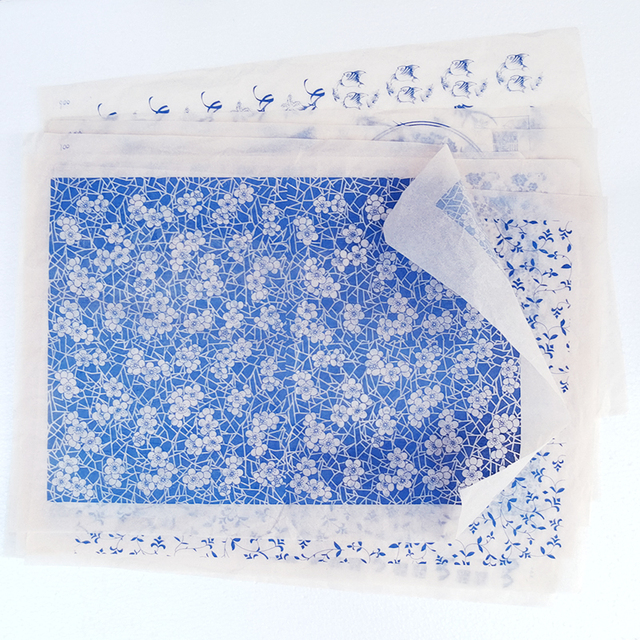 Naklejka ceramiczna z kolorowym podszkliwnym wzorem kwiatowym w stylu Jingdezhen, biało-niebieska - 47*35cm - Wianko - 2