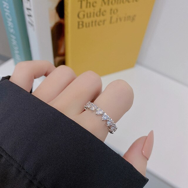 Gotycki pierścień z kryształowym sercem - modna biżuteria na ślub i wesele - Wianko - 7