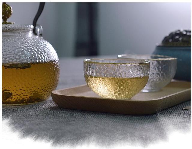 Złota szklana filiżanka na herbatę w stylu japońskim zielony Puer Teaware zestaw Kung Fu - Wianko - 9