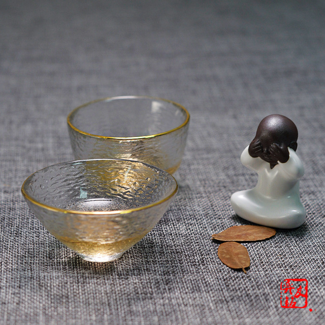 Złota szklana filiżanka na herbatę w stylu japońskim zielony Puer Teaware zestaw Kung Fu - Wianko - 11