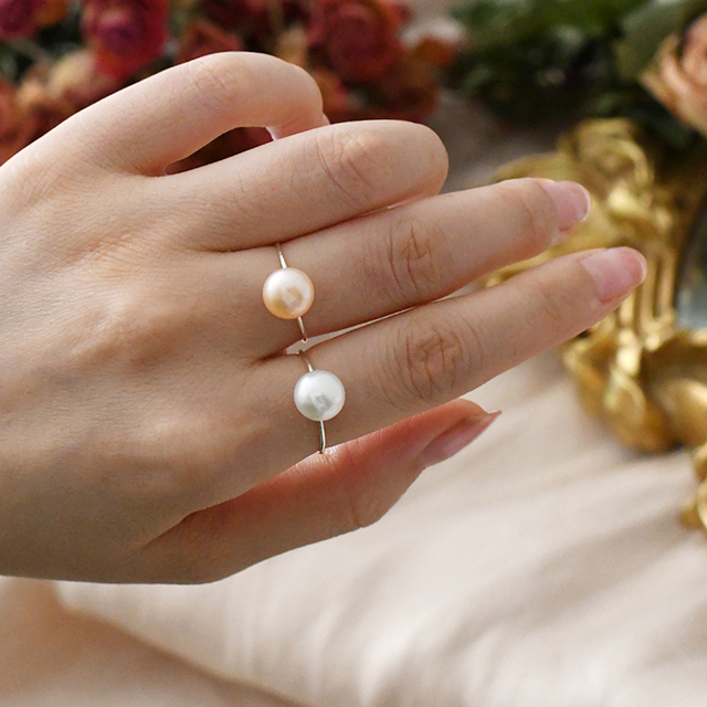 Srebrny pierścień ASHIQI z naturalną perłą słodkowodną - koreański styl (2020) - Wianko - 1