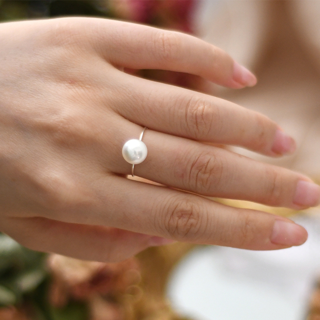 Srebrny pierścień ASHIQI z naturalną perłą słodkowodną - koreański styl (2020) - Wianko - 5