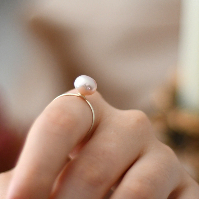 Srebrny pierścień ASHIQI z naturalną perłą słodkowodną - koreański styl (2020) - Wianko - 6